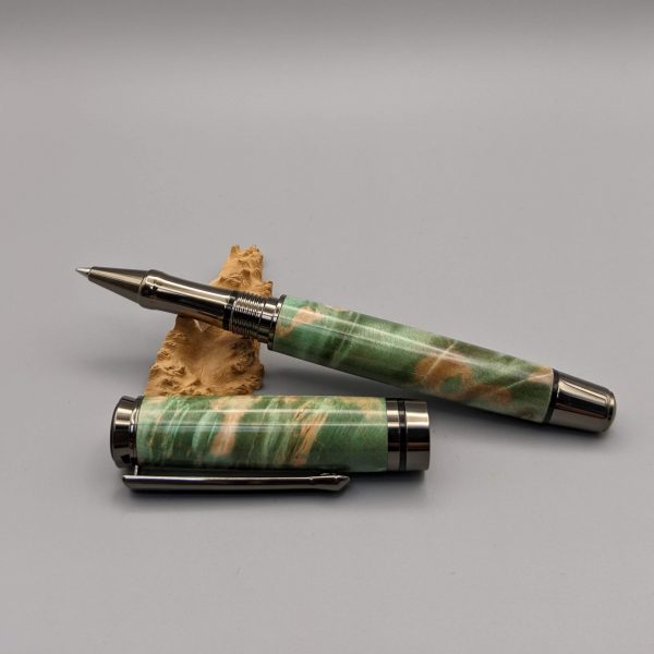 Green Maple Burl Rollerball Pen - Image 2