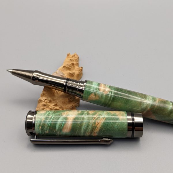 Green Maple Burl Rollerball Pen - Image 4