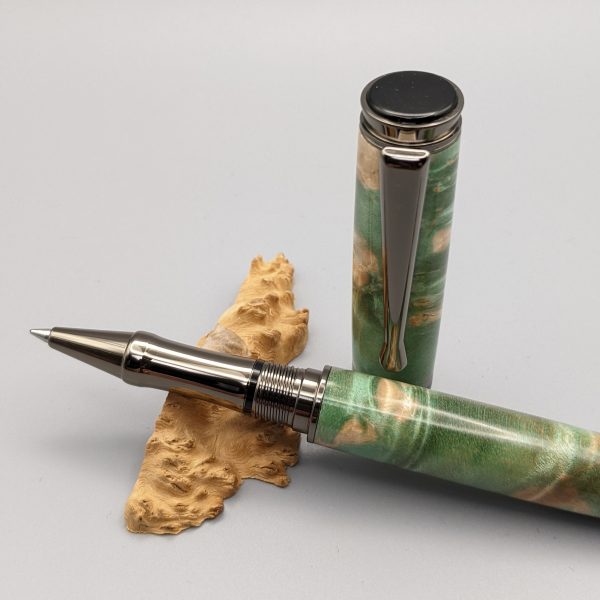 Green Maple Burl Rollerball Pen - Image 5