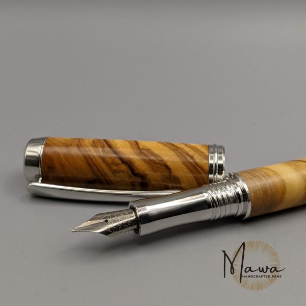 Classic Olive Fountain Pen - Rhodium