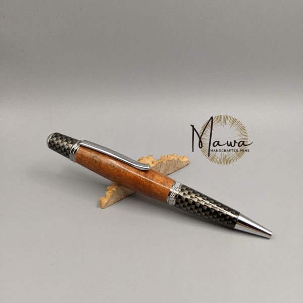Cherry & Carbon Fiber Ballpoint Pen - Image 2